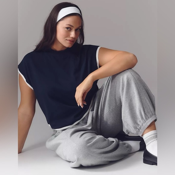 Maeve Mock Neck Shell Top Navy NWT - Picture 4 of 8